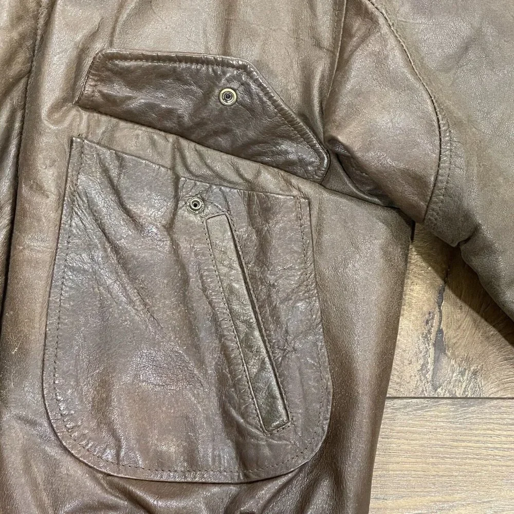 Bechamel Brown Leather Bomber Jacket - Picture 5 of 14